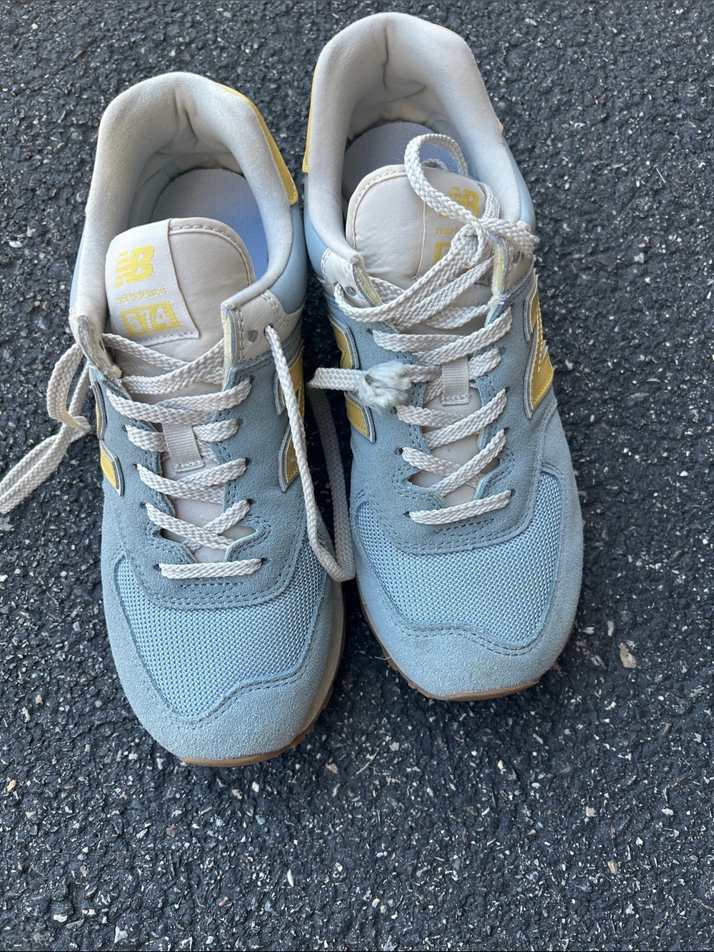 New Balance Women's Sneakers in Light Blue and Yellow Accent
